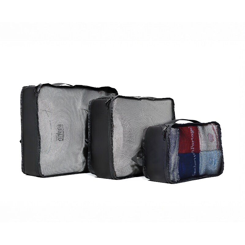 Manhattan Portage 14" 3-Piece Nylon Packing Cube Set, Water Resistant, Black (MP Organizer) image 1