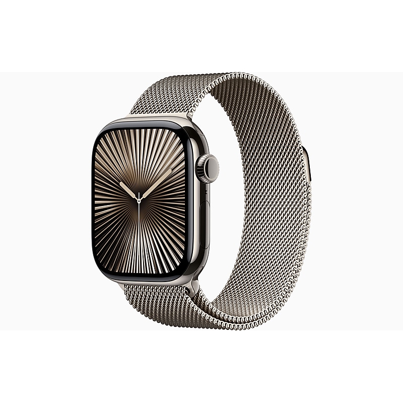 Apple Watch Series 10, GPS + Cellular, 42mm, Natural Titanium Case, Natural Milanese Loop (MWXF3LW/A) image 1