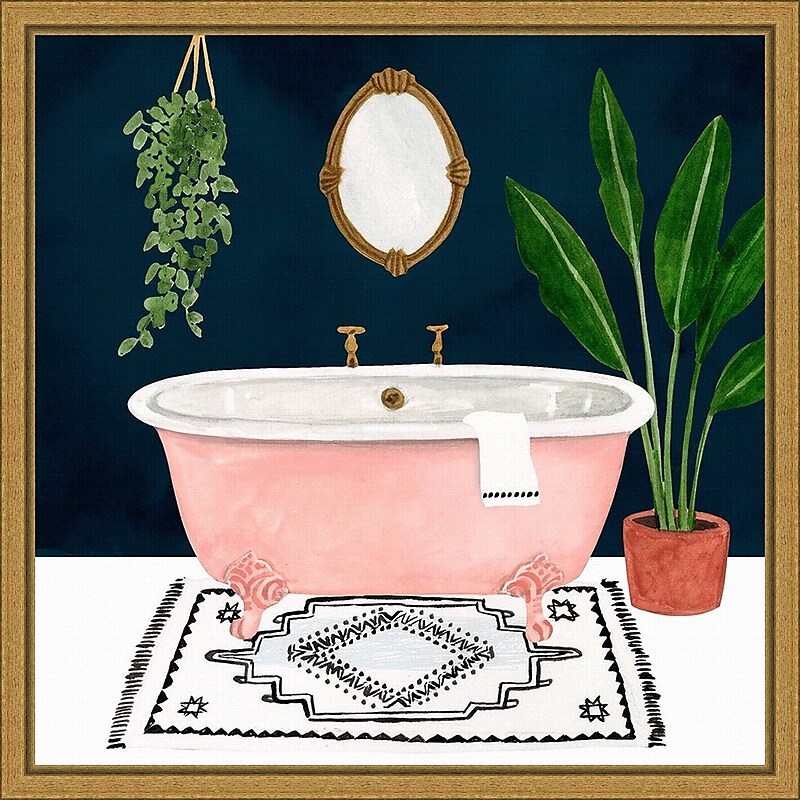 Amanti Art Boho Bath II by Victoria Borges Framed Canvas Wall Art Print, 16" x 16" (A42675040729) image 1
