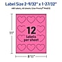 Avery Heart Laser/Inkjet Multipurpose Labels, 2-9/32" x 1-27/32", Bright Pink (480/Box)~#|#~44142F95-8E40-41D9-BC04DBF3107E3C2B_sc7