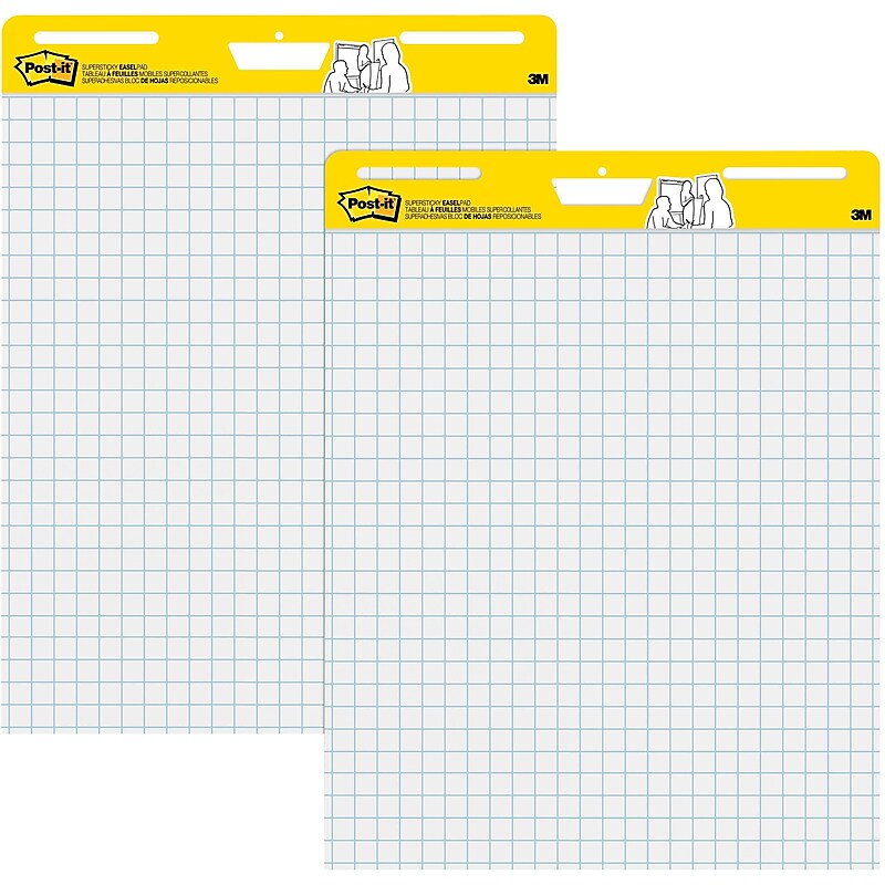 Post-it Super Sticky Easel Pad, 25" x 30", Grid Lined, 30 Sheets/Pad, 2 Pads/Carton (560) image 1