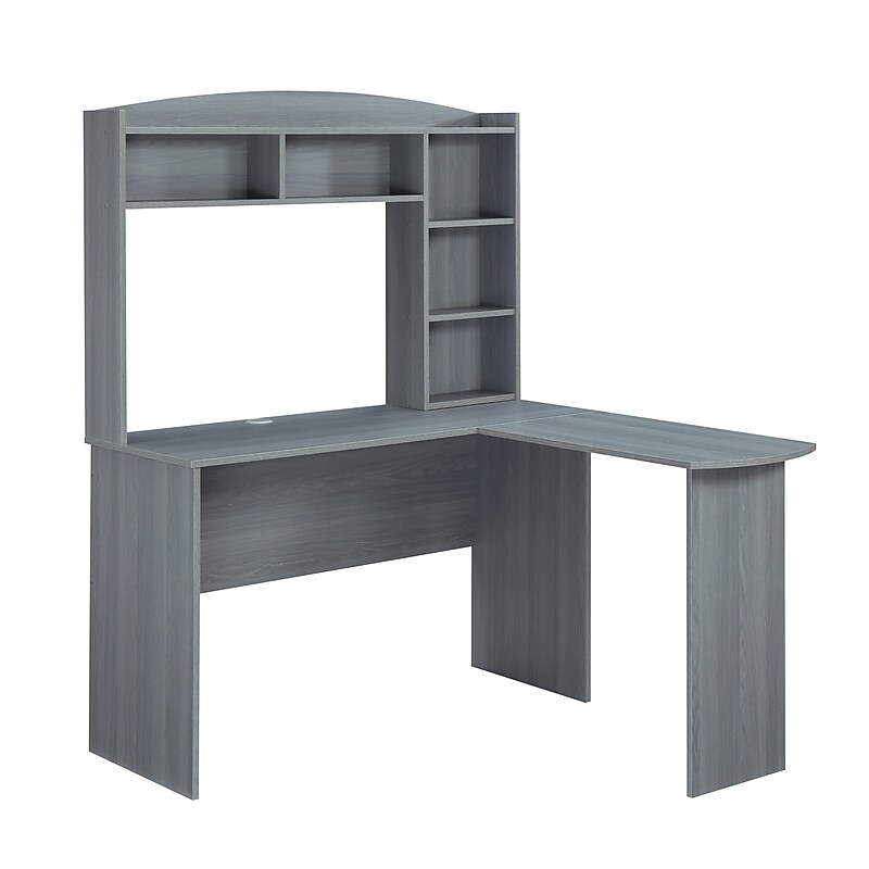 Techni Mobili 47" Modern L-Shaped Desk with Hutch, Gray (RTA-8410-GRY) image 1