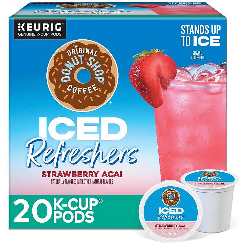 The Original Donut Shop Iced Refreshers Strawberry Acai, Keurig® K-Cup® Pods, 20/Box (5000379382) image 1