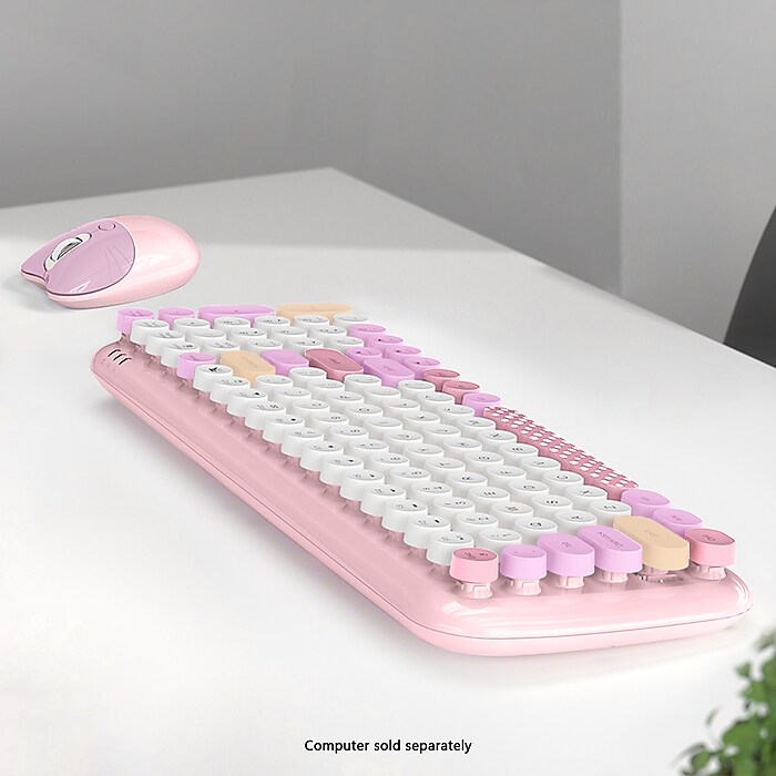 SaharaCase Wireless Ergonomic Keyboard and Laser Mouse Combo, Pink