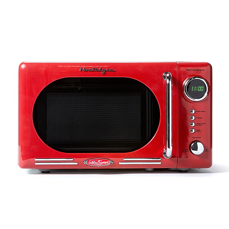 Nostalgia Retro 0.7 Cubic Foot Countertop Microwave, Retro Red (NRMO7RD6A) image 1
