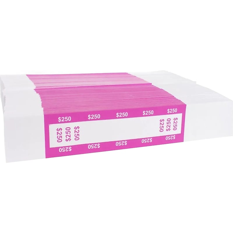 CONTROLTEK Currency Strap, Pink/White, 25000/Carton (560018) image 1