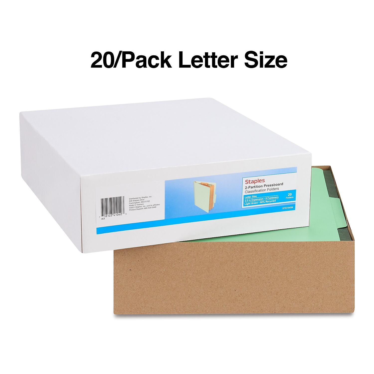 Staples Pressboard Classification Folders 2/5 Top Tab Ltr 2 Div Green 20/BX - Bild 3 von 6