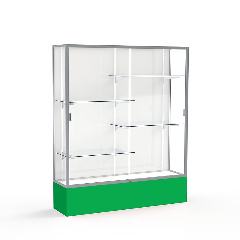 Ghent Spirit 60"W x 72"H x 16"D Floor Case, White Back, Satin Finish, Kelly Green Base image 1