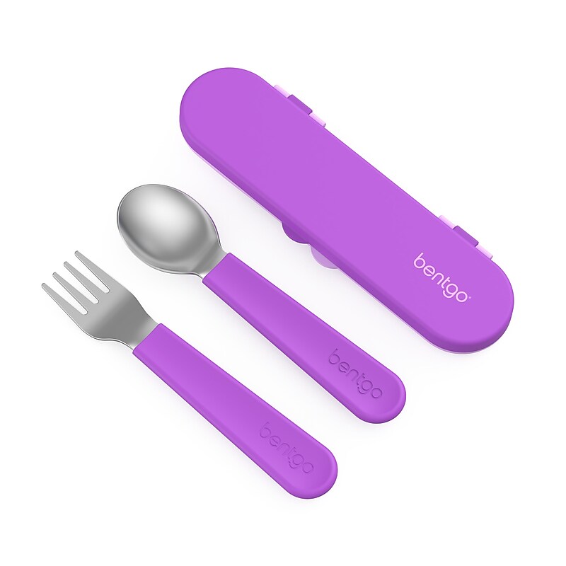 bentgo Kids Stainless Steel Utensil Set , Purple (BGKDUTSS-P) image 1