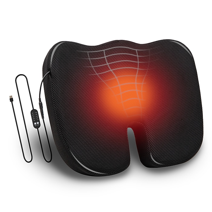 Mind Reader Memory Foam Heated Air-Cloud Seat Cushion, Black