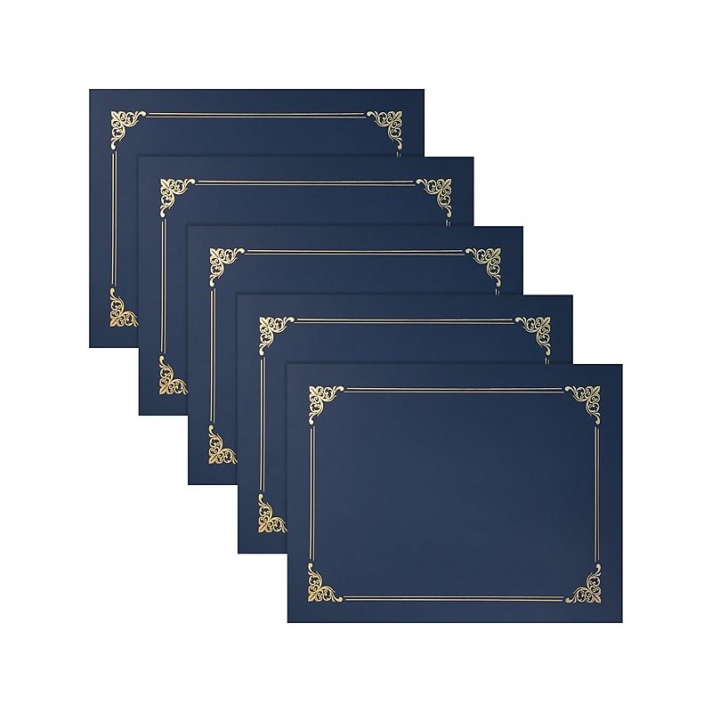 Better Office Certificate Holders, 8.75" x 11.25", Navy Blue/Gold, 25/Pack (65252-25PK) image 1