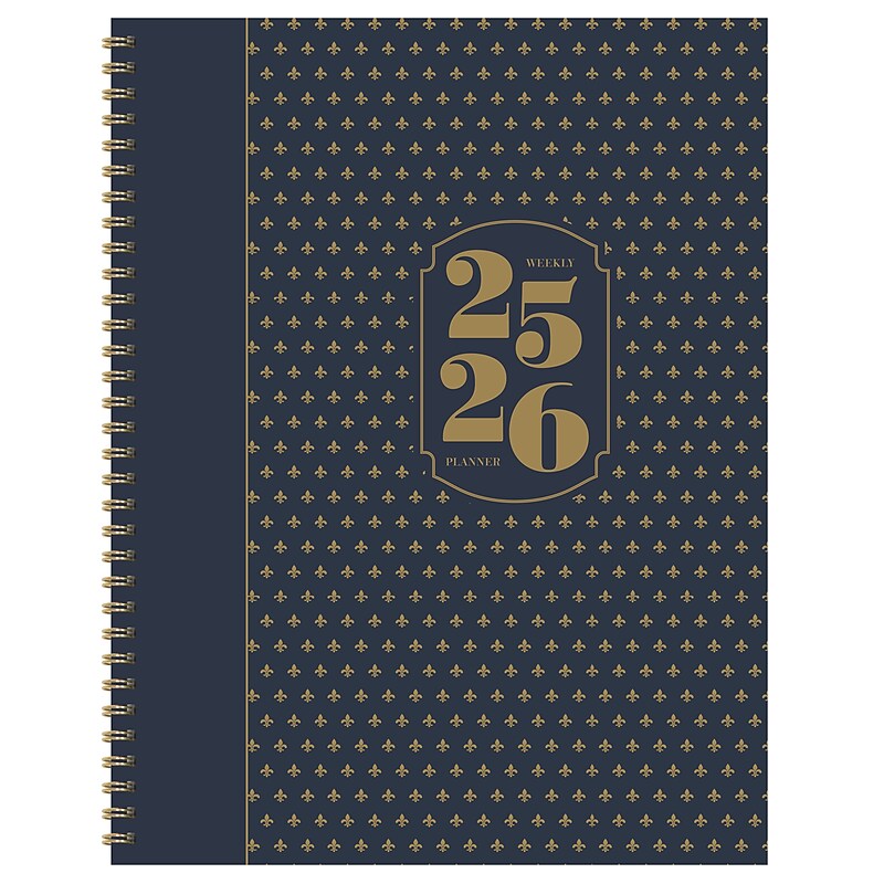 2025-2026 TF Publishing Fleur de Lis 9" x 11" Academic Year Weekly & Monthly Planner, Paperboard Cover, Multicolored (AY26-9712) image 1