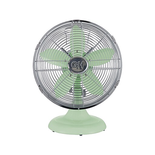 Good Housekeeping Oscillating Desk Fan, 3-Speed, Silver/Green