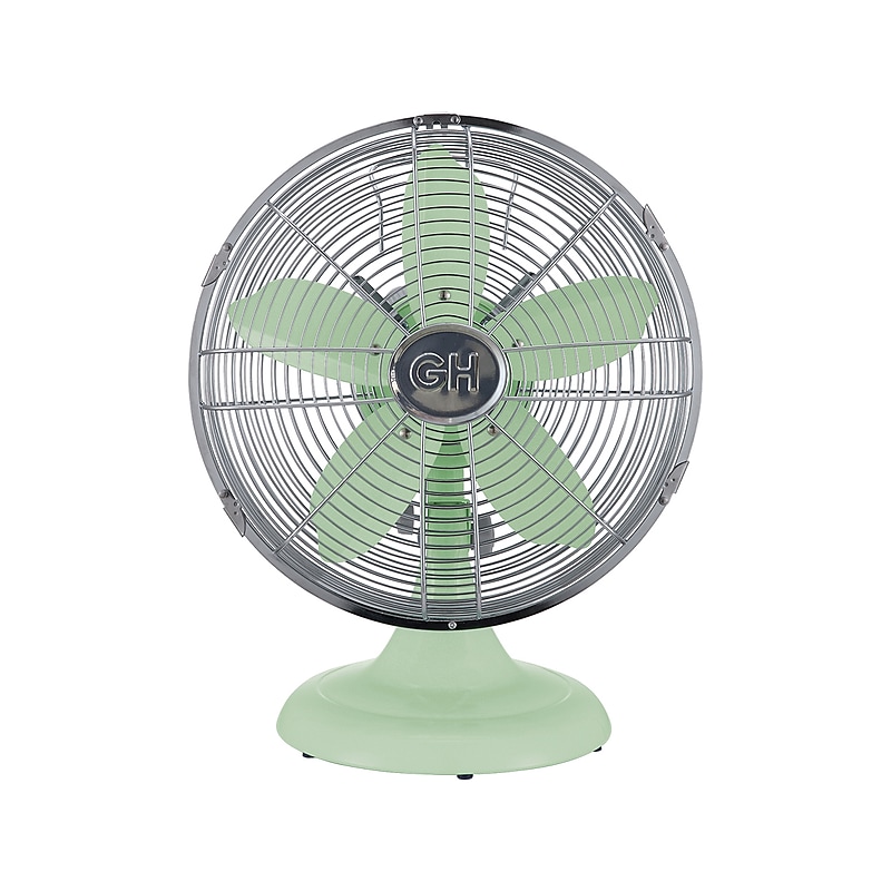 Good Housekeeping Oscillating Desk Fan, 3-Speed, Silver/Green (92607) image 1
