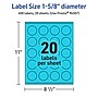 Avery Printable Circle Multipurpose Labels, 1-5/8" Dia., Bright Blue, 400/Pack (94507)~#|#~446B2F8B-1525-410A-83AFAF0590E9A6BB_sc7
