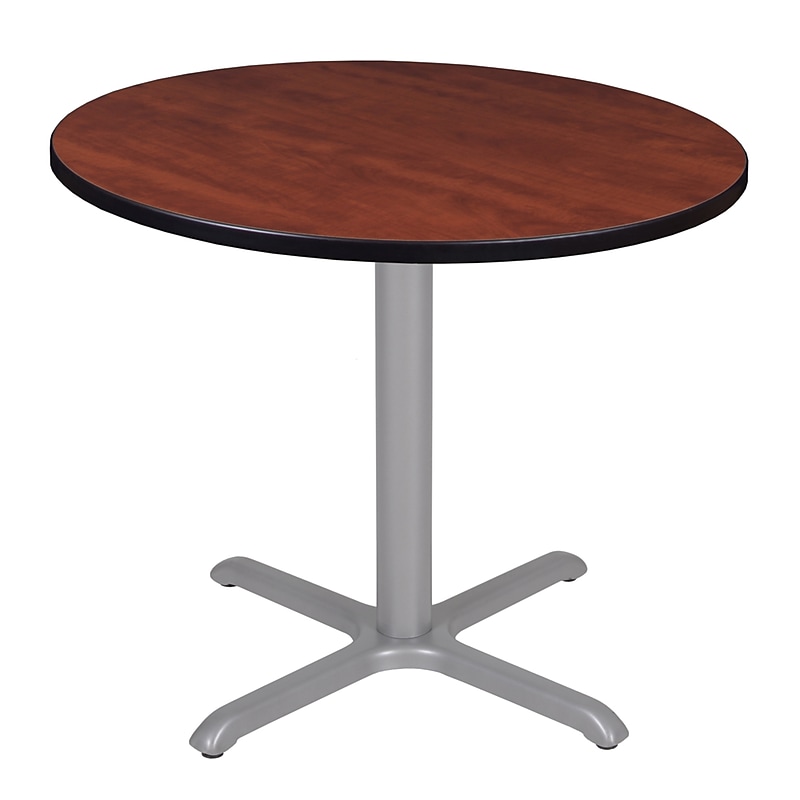 Regency Cain 36" Round Laminate X Base Breakroom Table, Cherry/Grey (TB36RNDCHGY) image 1