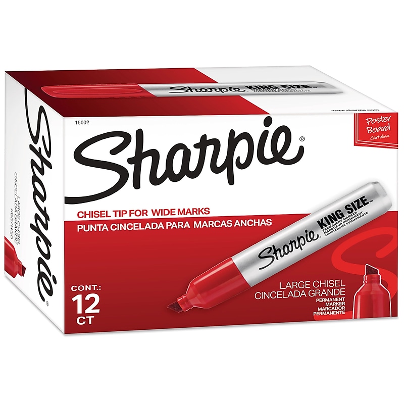 Sharpie King Size Permanent Marker, Chisel Tip, Red, Dozen (15002) image 1