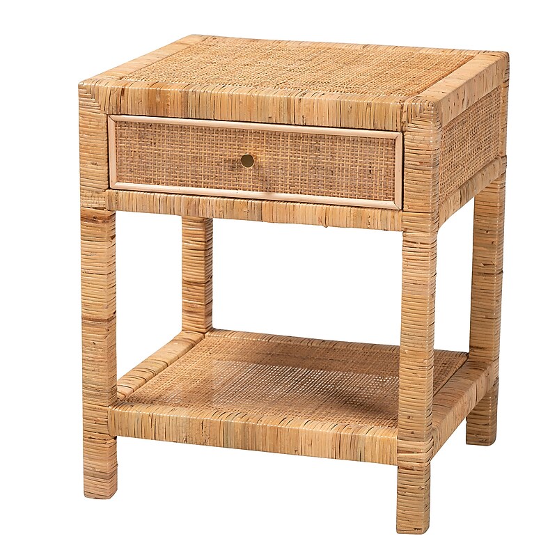 bali & pari Adelia 20.5"W x 18.5"D Natural Rattan Nightstand, Natural (229-13149-HiT) image 1