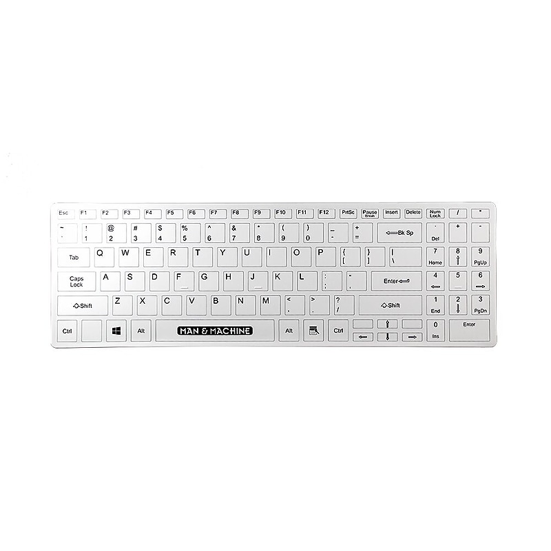 Man & Machine Silicone Printed Fitted Drape Keyboard Cover, White (DRAPE/ITS/US) image 1