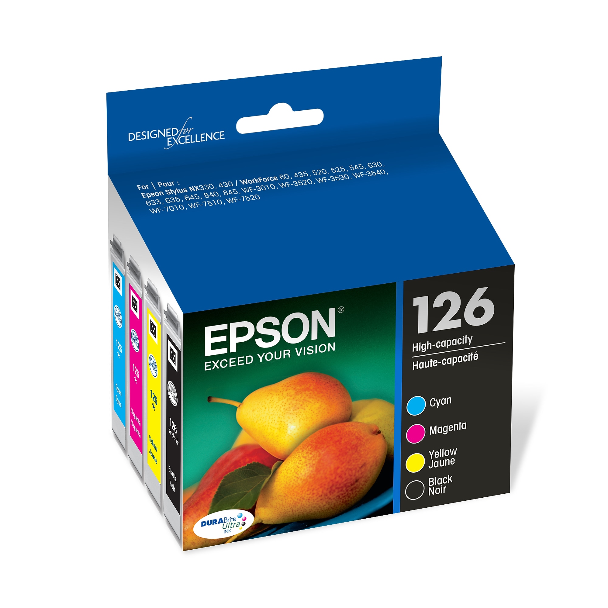 Epson T126 Black/Cyan/Magenta/Yellow High Yield Ink Cartridge, 4/Pack (T126120-BCS) Sansujyuku sansujyuku.com