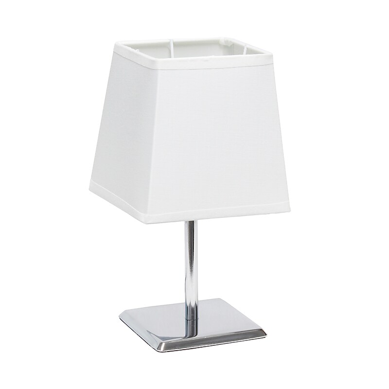 Creekwood Home Square Chrome 9.65" LED Table Lamp, White (CWT-1013-WH) image 1