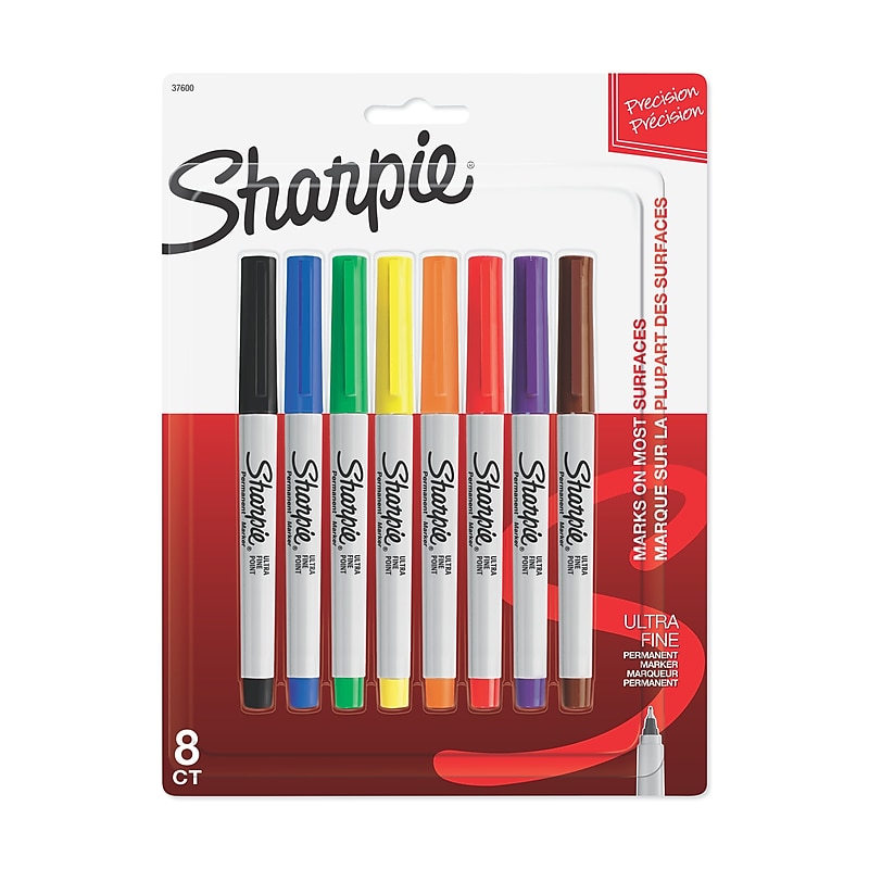 Sharpie Permanent Markers, Ultra Fine Tip, Assorted, 8/Pack (37600) image 1