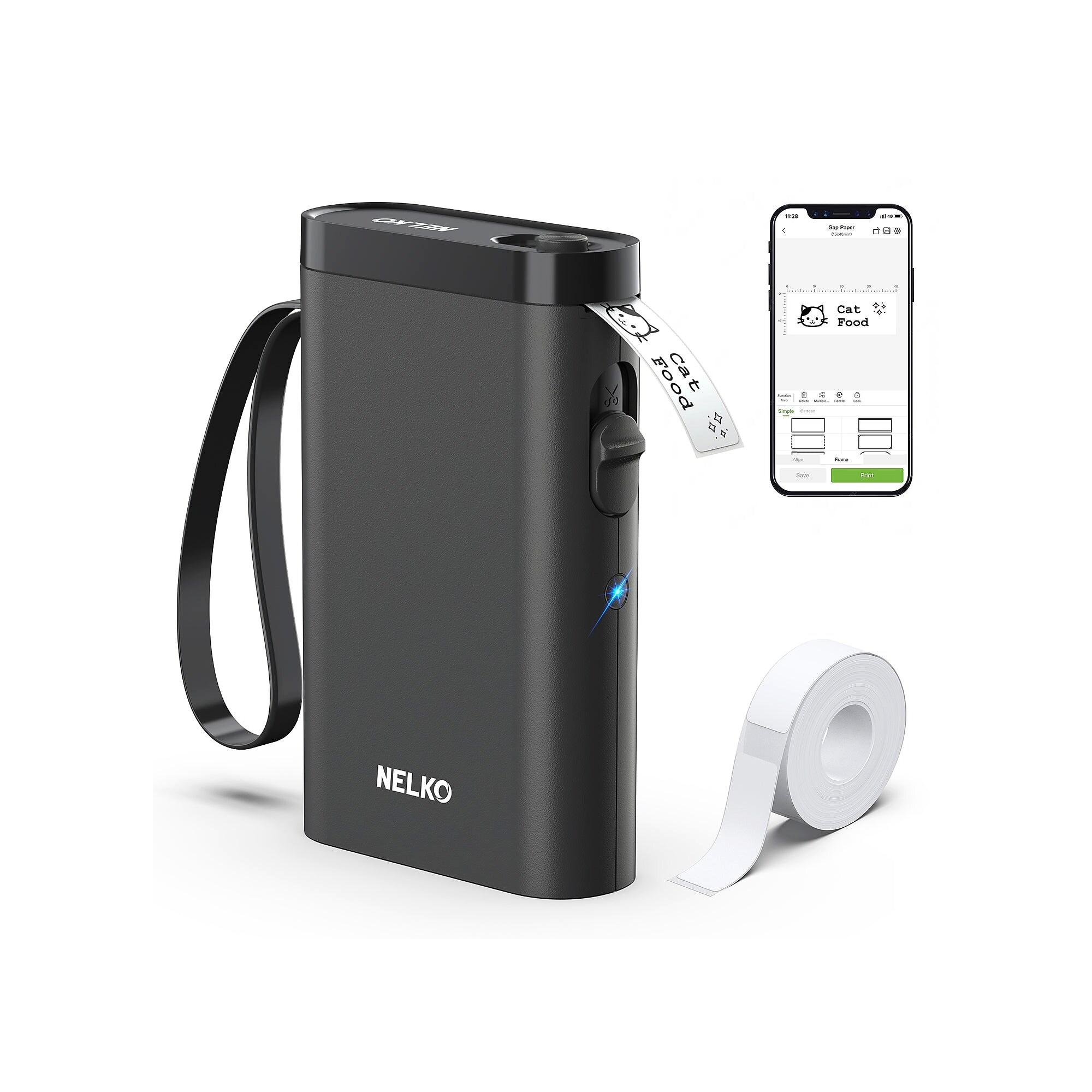 Nelko P21 Portable Bluetooth Thermal Label Printer, Black (P21BK-1440WH-1R) Sansujyuku sansujyuku.com