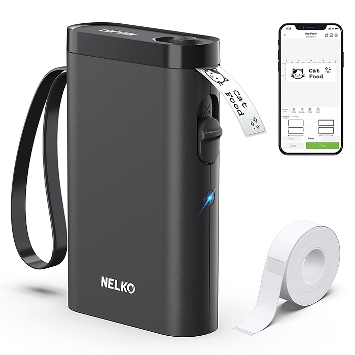 Nelko P21 Portable Bluetooth Thermal Label Printer, Black (P21BK