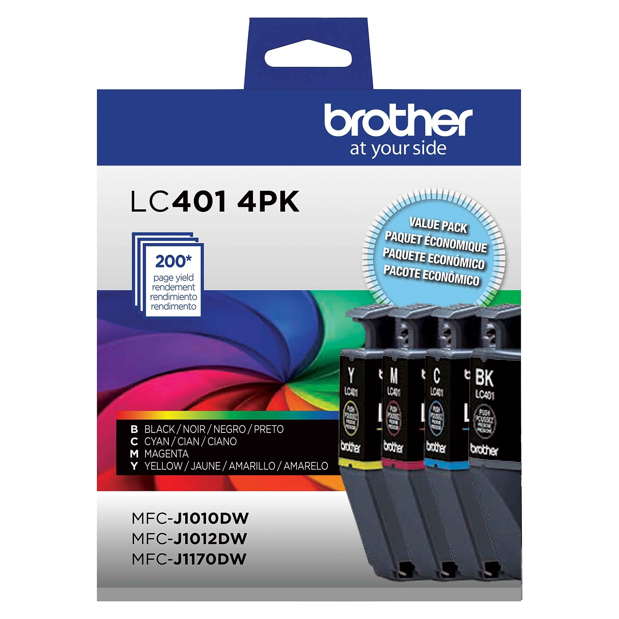 Brother LC401 Black/Cyan/Magenta/Yellow Standard Yield Ink Cartridges, 4/Pack (LC4014PKS) Sansujyuku sansujyuku.com