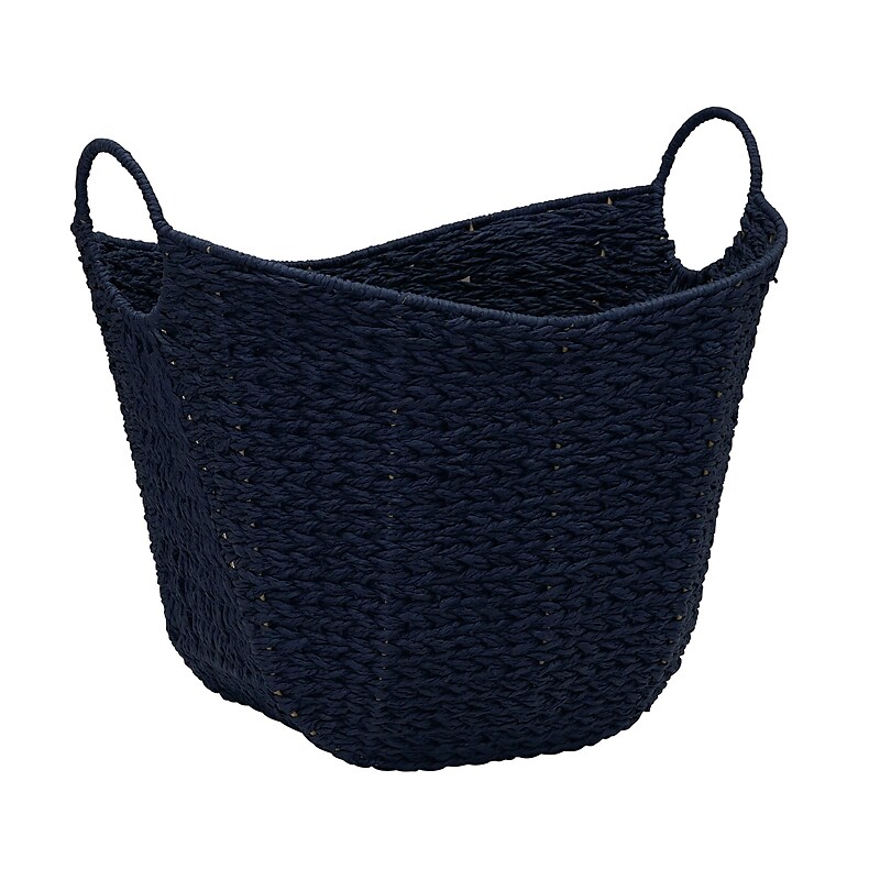 Household Essentials Woven Storage Wicker Basket with Handles, Blue (ML-4128) image 1