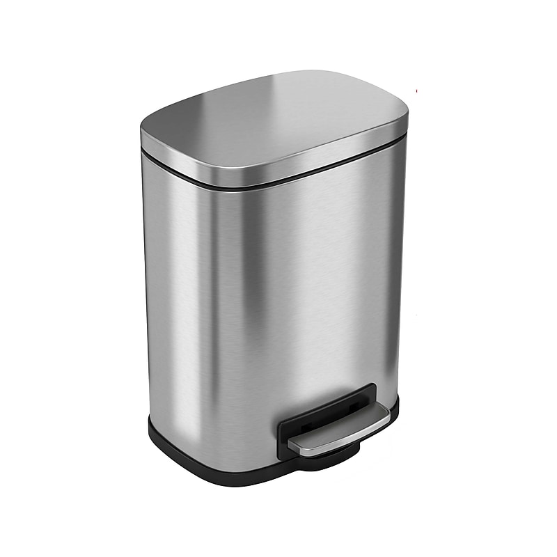 HLS Commercial Stainless Steel Trash Can with Hinged Lid, 1.32-Gallon, Silver (HLSS01RFR) image 1