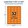 Avery Laser/Inkjet Multipurpose Rectangle Labels, 1.25" x 1.75", Bright Orange, 640/Pack (94226)~#|#~449AAA53-5F96-4CDE-911788045FDB0894_sc7
