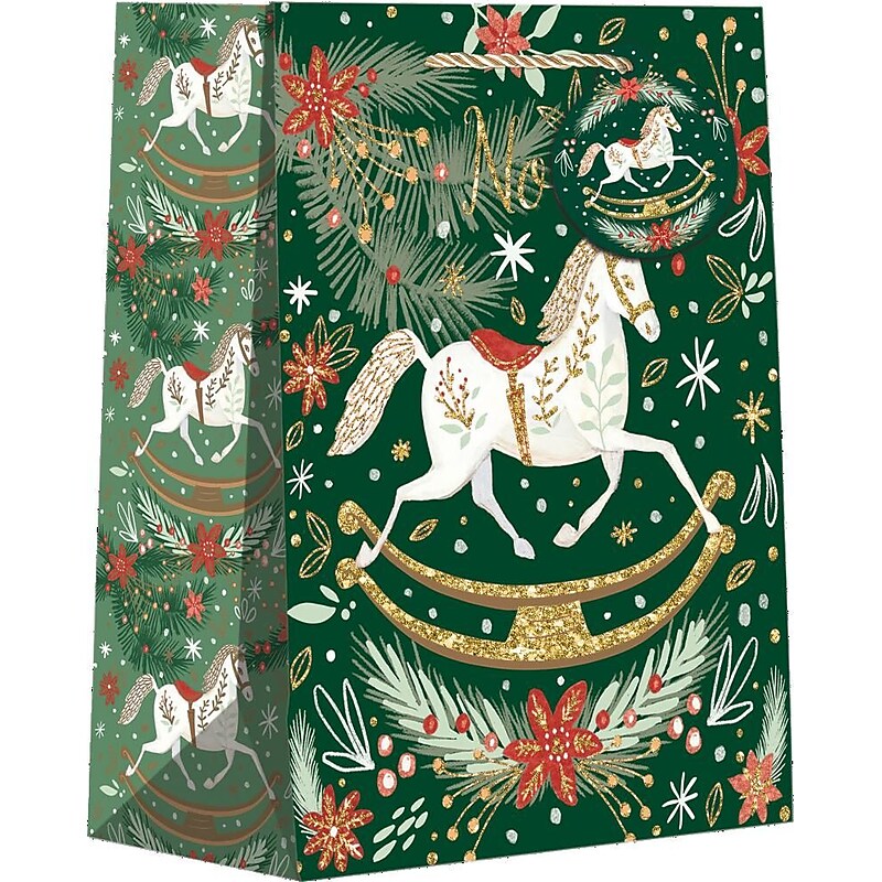 JAM Paper Rocking Horse Noel Medium Gift Bags, 120/pack (526BXMT6051) image 1