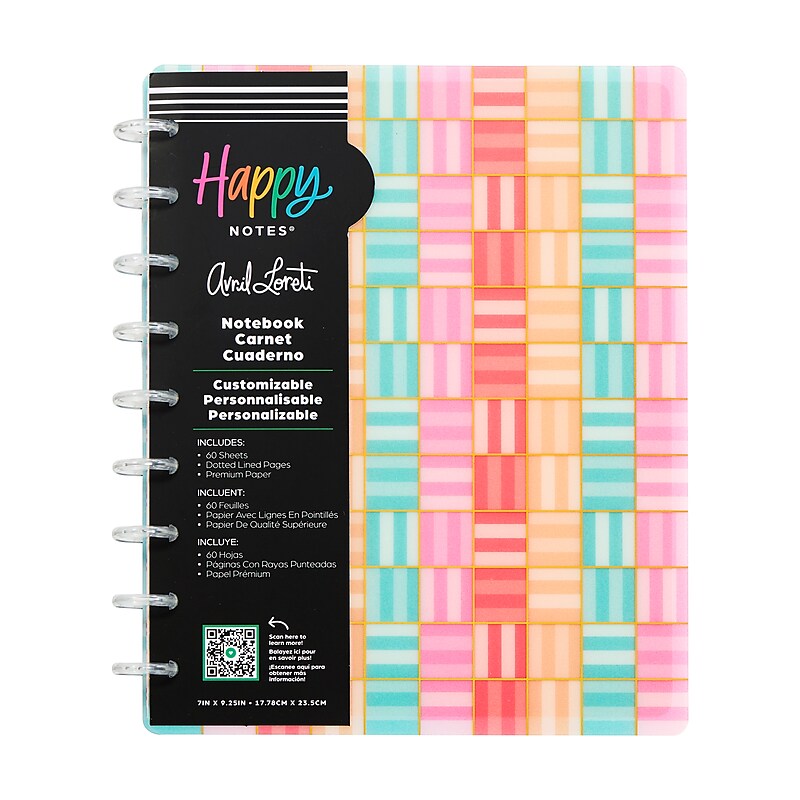The Happy Planner Sorbet Geos Customizable Disc Bound Notebook, 7" x 9.25", Dotted Ruled, Multicolored (NPC-131) image 1