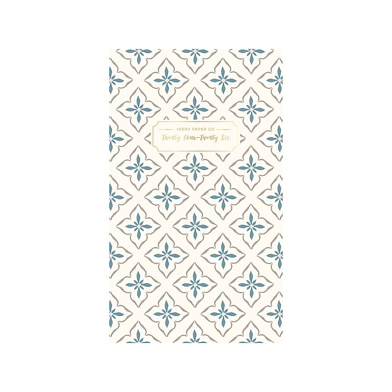 2024-2026 Blue Sky Ivory Paper Co Daviana 3.63" x 6.13" Academic Monthly Planner, Cream/Blue (146890) image 1