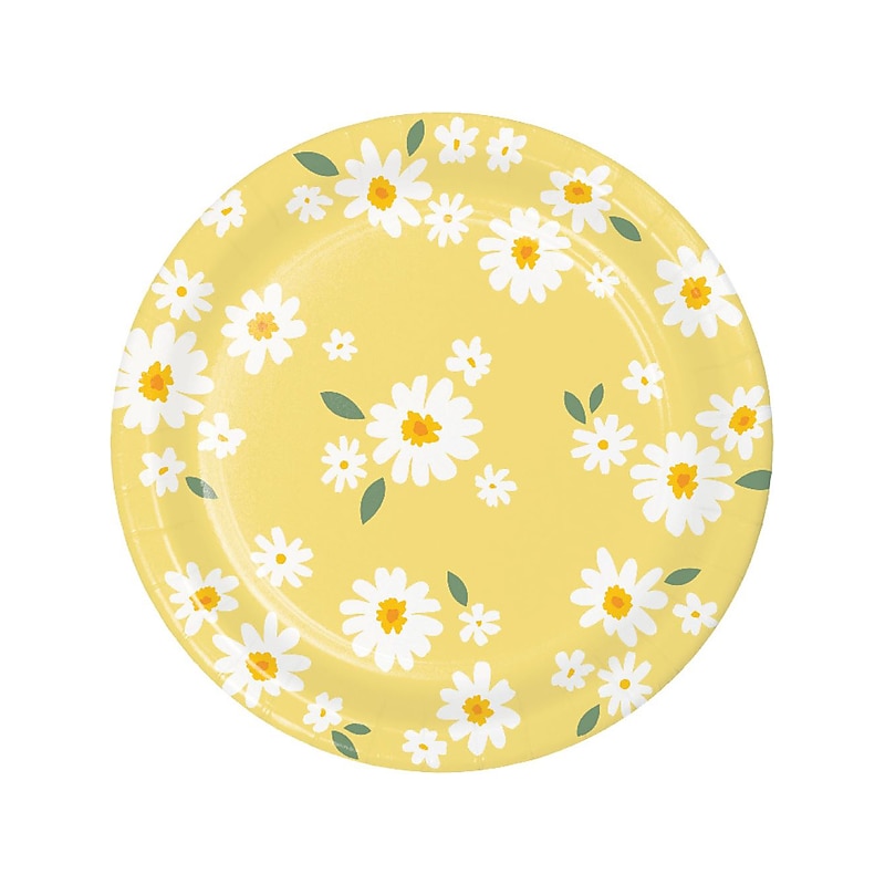 Creative Converting Sweet Daisy Party Dinner Plate, Yellow/White, 24/Pack (DTC372463DPLT) image 1