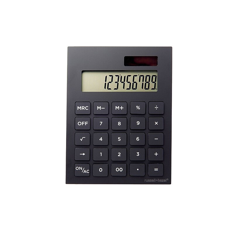 Russell+Hazel 12-Digit Solar Basic Calculator, Black (60348) image 1