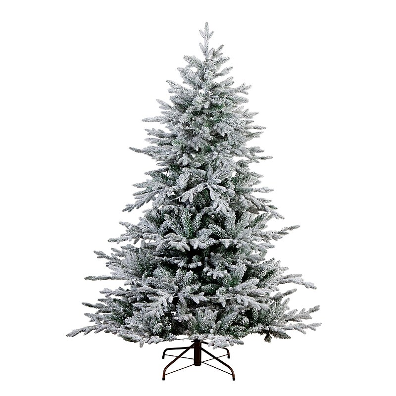 Nearly Natural 6-ft Pre-Lit Artificial Fraser Fir Flocked Christmas Tree with Instant Connect Technology (T4789) image 1