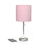Simple Designs 19.5" LED Table Lamp, Brushed Steel/Light Pink Shade (LT2024-LPK-CCLB)~#|#~44B90C44-1456-4319-B2BBDE557CC481BD_sc7