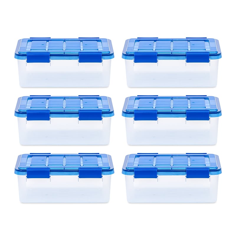 Iris 16 Quart Element Resistant Ultimate Clear Plastic Locking Storage Bin, Clear, 6/Pack (500134) image 1