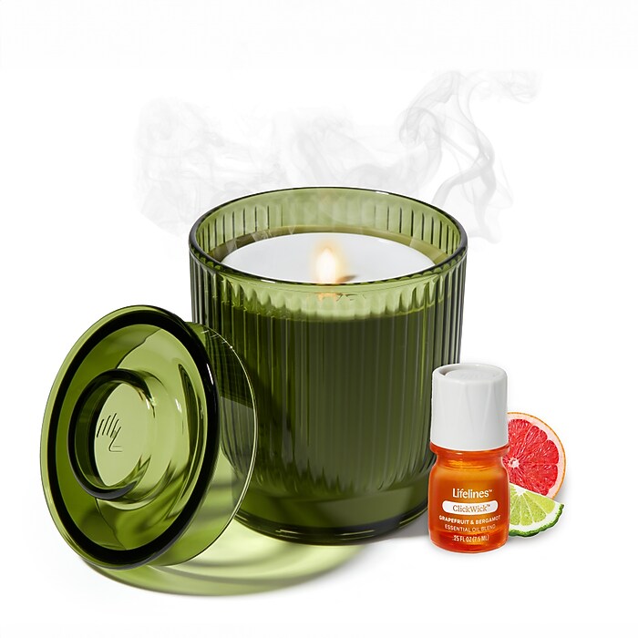 Lifelines Flameless Candle Diffuser, Olive Ribbed (LL-11-1621