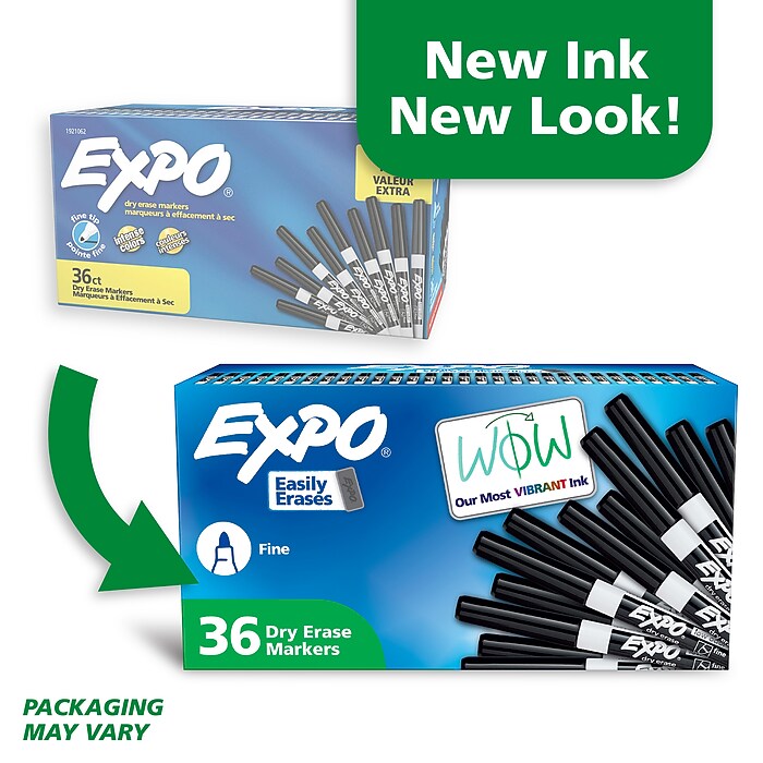 Expo Dry Erase Markers, Fine Tip, Black, 36/Pack (1921062) | Staples