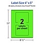 Avery Laser/Inkjet Multipurpose Rectangle Labels, 4" x 5", Neon Green, 80/Pack (94253)~#|#~44E4DABF-7862-4633-819DF04F6297997C_sc7