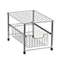 Household Essentials Metal Free Standing Single Basket Sliding Cabinet Organizer with Metal Frame, Silver (HH1237-1)~#|#~44E66A00-B91A-41B9-AF6024A5FEB88D00_sc7