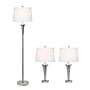 Lalia Home Perennial 62"/27.25" Brushed Nickel Three-Piece Floor/Table Lamp Set with Tapered Shades (LHS-1008-BN)~#|#~44ED659A-BC4B-4C6C-895354B83FBF209E_sc7