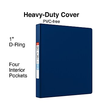 Staples Heavy-Duty 1" 3-Ring Non-View Binder, Navy Blue (56272-CC/24647)