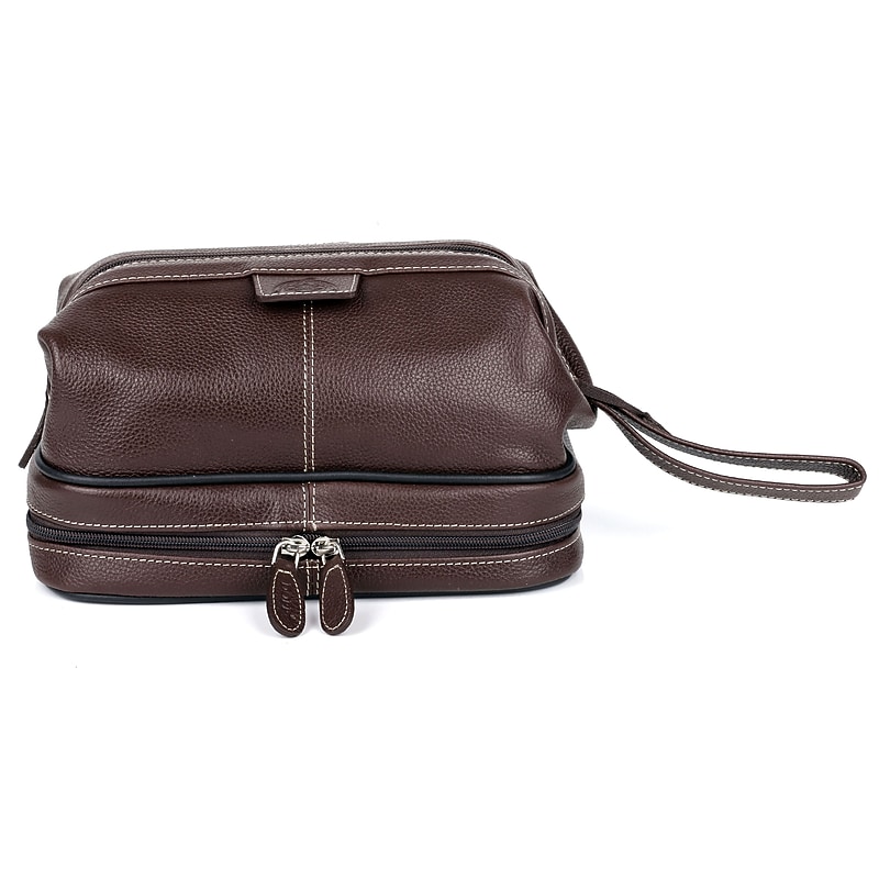 DOPP Country Saddle 10" Leather Toiletry Bag, Water Resistant, Brown (08772.BR) image 1