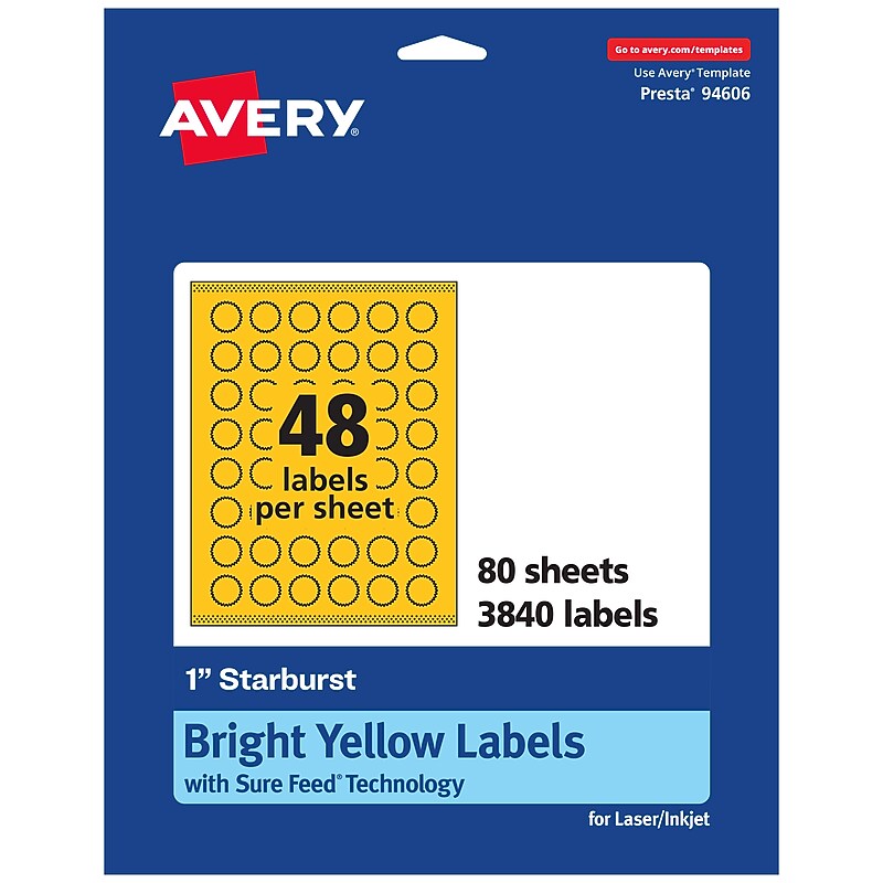 Avery Hemp Starburst Laser/Inkjet Multipurpose Labels, 1", Off-White (1920/Box) image 1