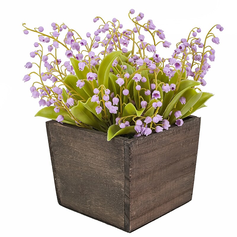 National Tree Company 10" Mauve Lily-of-the-Valley Flowers in Wood Box (MT81-00326GMV-1) image 1
