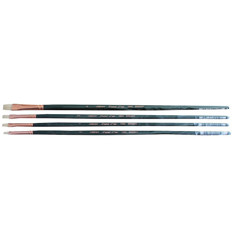 Silver Brush Natural Hog Bristle, Bright Brushes, 4/Pack (SLVGP1072) image 1